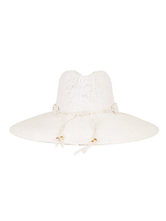 NEW Nikki Beach Saylor Hat in White Toyo Straw Wide Brim Fedora Sun Beach Hat